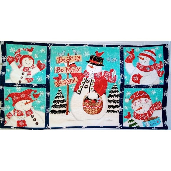 24"x48" Handmade Finished Snowman Baby Quilt Lap Quilt wall hanging cottage core - Picture 1 of 6